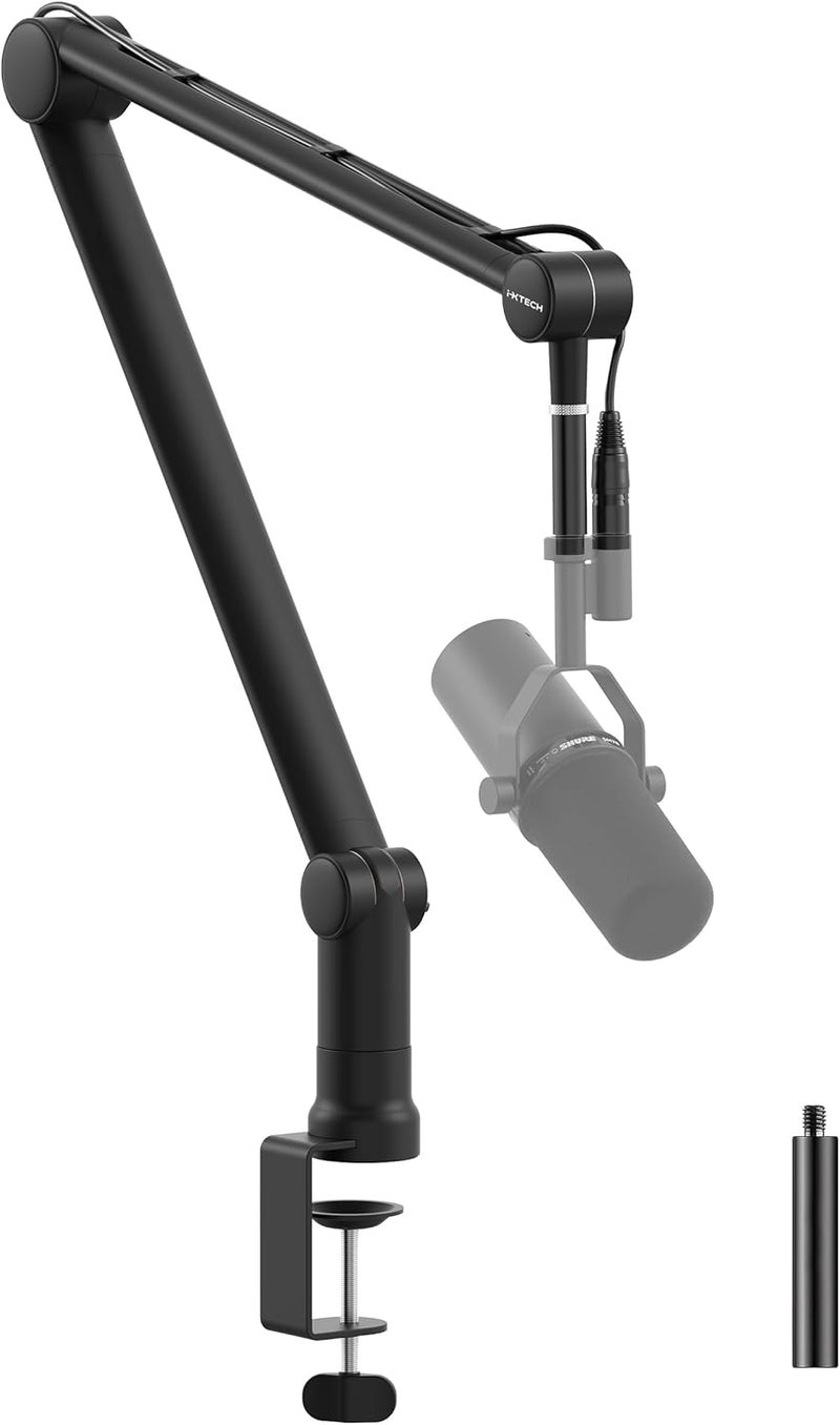 i-XTECH Boom Arm Mic Stand with Extension Tube Upgraded Microphone Arm for Shure SM7B MV7 Blue Yeti Sturdy Stainless Steel Mic Arm Desk Stand Foldable Scissor Arm Microphone Mount for Podcast Gaming - Image 1